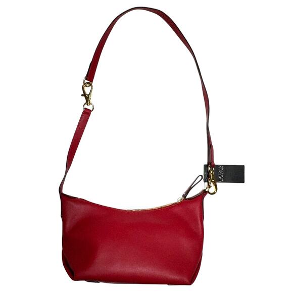 Lauren Ralph Lauren KASSIE Small Leather Shoulder Crossbody Bag in Red NWT $295 - Picture 7 of 15